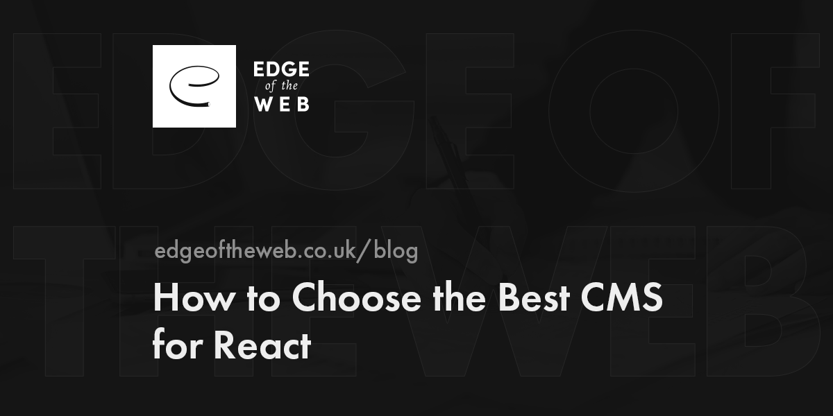 Building with React? Choosing the right CMS can make or break your project.

Here’s a great guide comparing top options like Sanity, Strapi &amp; more:

 👉 edgeoftheweb.co.uk/blog/how-to-ch…

#ReactJS #HeadlessCMS #WebDev #Jamstack