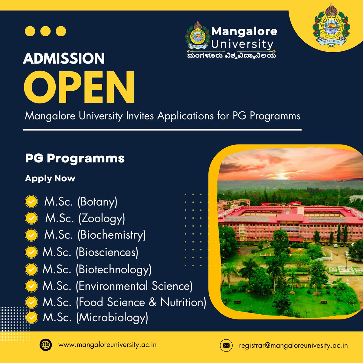 Mangalore University (@mangaloreuniv) on Twitter photo Mangalore University
PG Admission Open Now
Contact Mangalore University for more information.
mangaloreuniversity.ac.in
<a href="/MURegistrar/">RegistrarMU</a> <a href="/ViceChancellorM/">MU Vice Chancellor</a> Mangalore University
PG Admission Open Now
Contact Mangalore University for more information.
mangaloreuniversity.ac.in
<a href="/MURegistrar/">RegistrarMU</a> <a href="/ViceChancellorM/">MU Vice Chancellor</a>