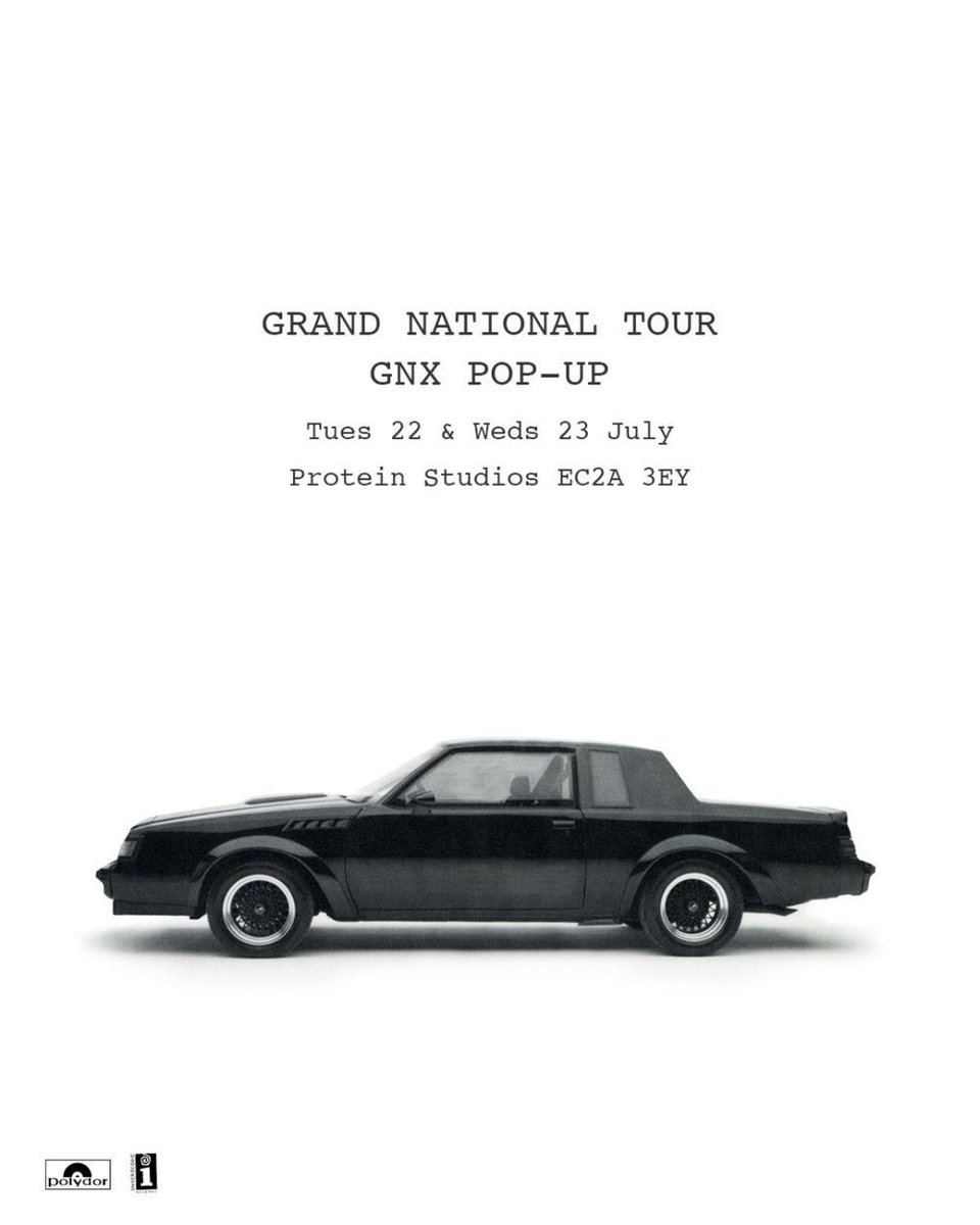 KendrickLamarZZ's tweet image. .@kendricklamar Grand National Tour GNX Pop Up shop today & tmrw in London, UK at Protein Studios Shoreditch.