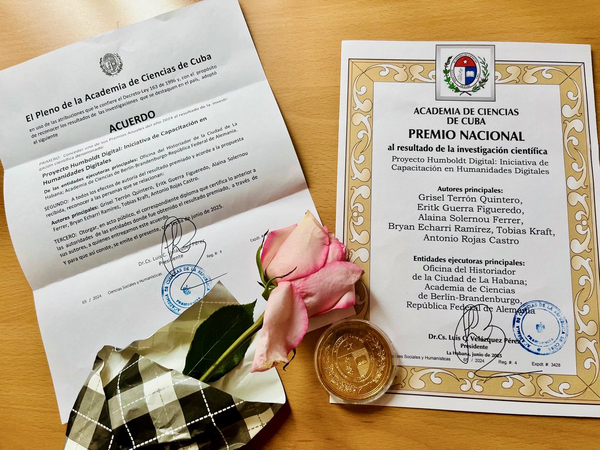 Tolle Nachrichten aus Havanna! ProHD gewinnt den Nationalen Wissenschaftspreis der kubanischen Akademie der Wissenschaften habanaberlin.hypotheses.org/6828 via <a href="/hypothesesorg/">Hypotheses</a>