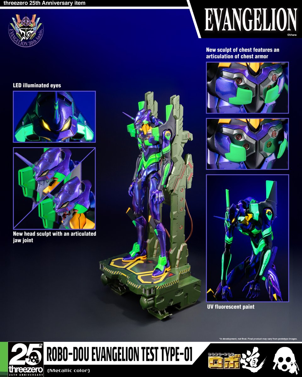 threezeroHK's tweet image. 【Announcing the ROBO-DOU Evangelion Test Type-01 (Metallic color)!】
To celebrate the 30th anniversary of the Neon Genesis Evangelion series and the 25th anniversary of threezero, threezero proudly presents the ROBO-DOU Evangelion Test Type-01 (Metallic color) to commemorate…