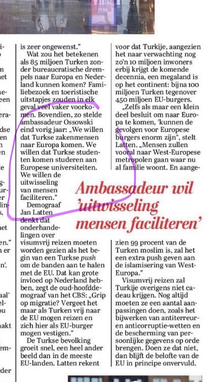 DalesGeert63675's tweet image. "We willen dat 🇹🇷 zakenmensen naar Europa komen. We willen dat 🇹🇷 studenten komen studeren aan Europese universiteiten. We willen ...etc". Oh ja, willen WE dat, EU-ambassadeur Ossowski in 🇹🇷? Dat die Turken niet alleen vrij reizen, maar ook blijven? Want dat is wat gaat gebeuren