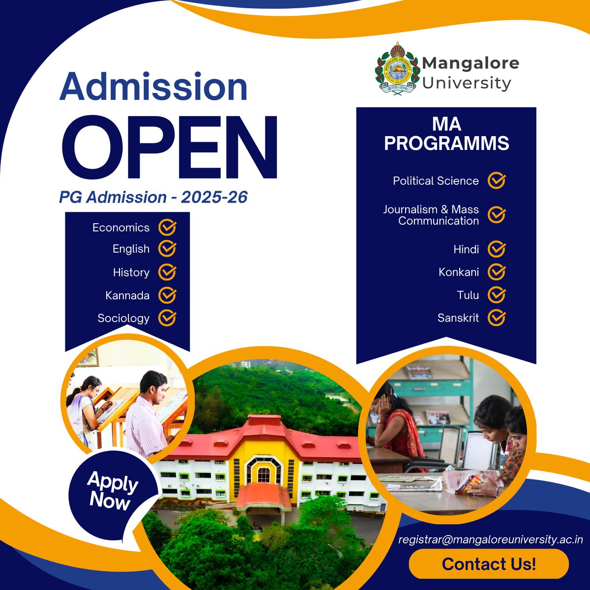 Mangalore University (@mangaloreuniv) on Twitter photo Mangalore University
PG Admission Open Now
Contact Mangalore University for more information.
mangaloreuniversity.ac.in
<a href="/MURegistrar/">RegistrarMU</a> <a href="/ViceChancellorM/">MU Vice Chancellor</a> Mangalore University
PG Admission Open Now
Contact Mangalore University for more information.
mangaloreuniversity.ac.in
<a href="/MURegistrar/">RegistrarMU</a> <a href="/ViceChancellorM/">MU Vice Chancellor</a>