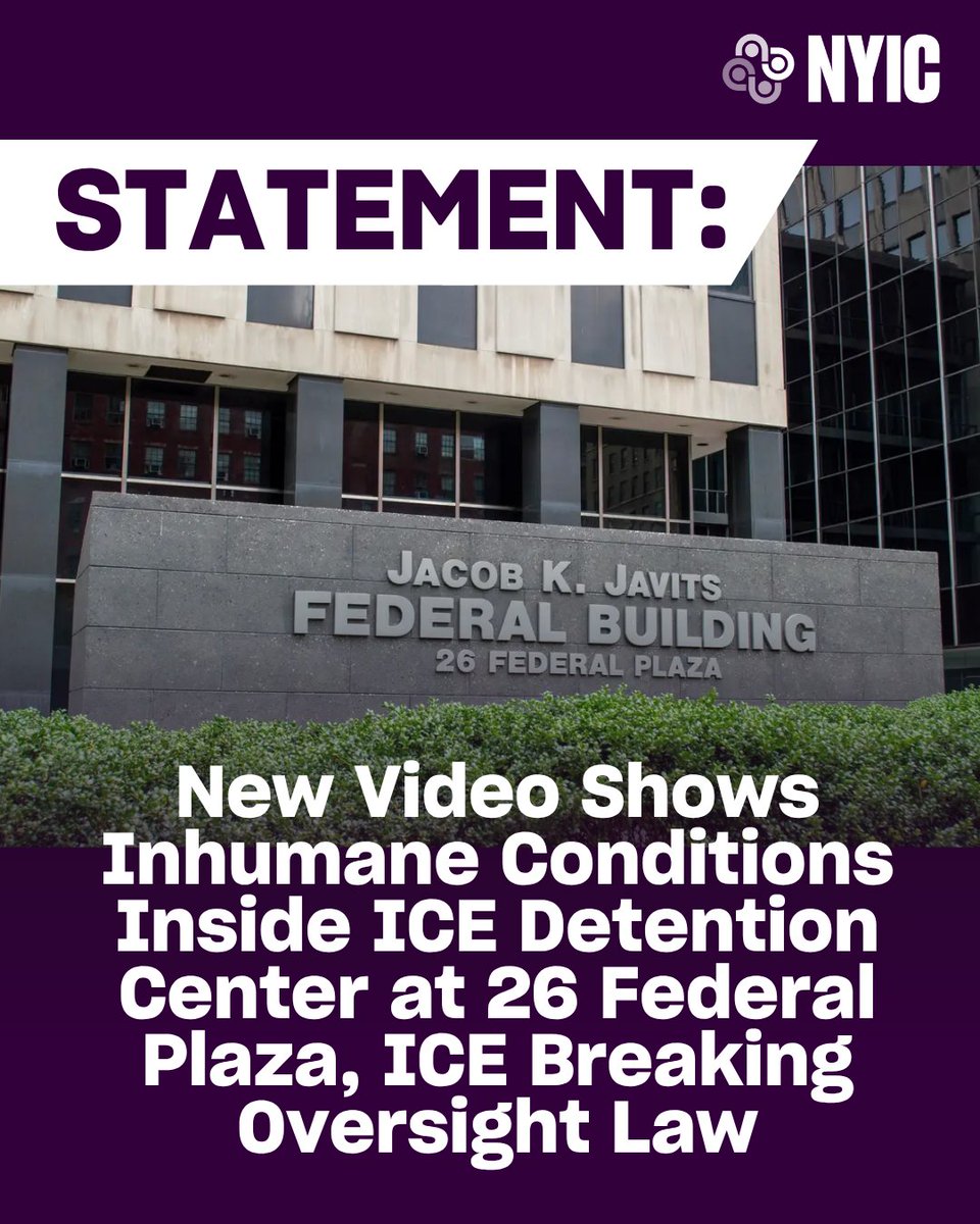 thenyic's tweet image. 🚨 STATEMENT: New Vid Shows Inhumane Conditions Inside ICE Detention Center at 26 Federal Plaza, ICE Breaking Oversight Law
"Instead of sharing the truth with the public, ICE has skirted accountability by consistently lying about what’s happening on the 10th floor" @heyitsmurad