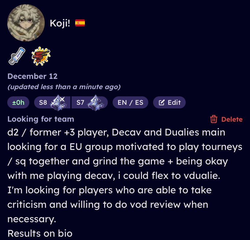 My current group died so yeah i'm still looking for a stable group to play 
likes n RTS are appreciated!