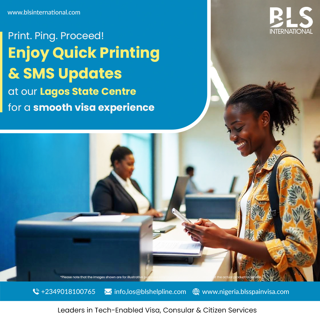 BLSintServices's tweet image. Print it. Track it. Relax.
Make your visa journey smoother with our convenient Printing & SMS services in Lagos State, Nigeria!
Need a quick document print? We’ve got you.
Want real-time passport updates? Our automated SMS service keeps you informed every step of the way.…