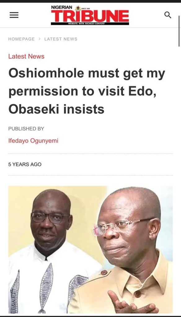 Obaseki did this to Oshiomole, Obidiots cheered him, now they're crying over Obi, don't let anyone gaslight you