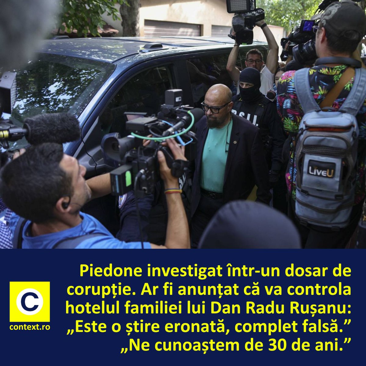 Context_ro's tweet image. Cristian Popescu Piedone, șeful ANPC, este suspectat de fapte de corupție și a fost dus la locuința din Bragadiru, județul Ilfov, pentru percheziții. context.ro/piedone-invest…