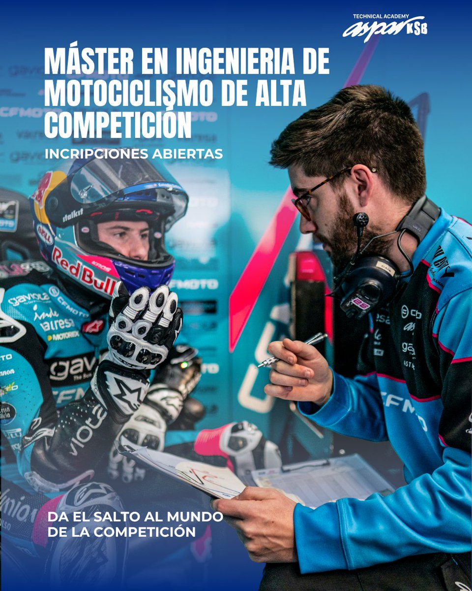 Lanzamos el Máster en Ingeniería de Motociclismo de Alta Competición: formación práctica, contenidos aplicados y profesores del Mundial. Pensado para técnicos e ingenieros que quieren trabajar en competición, fábricas, I+D o la industria de componentes.