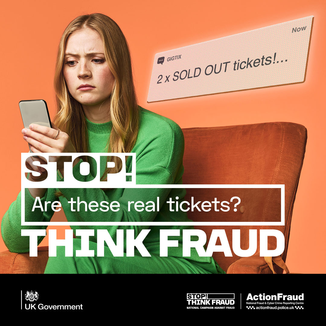 metpoliceuk's tweet image. 🎟️ Trying to get tickets for the next big event? Make sure they're the real deal.
Only buy tickets from trusted sources, such as the venue’s box office, official promoters or agents, or reputable ticketing websites.
Learn more 👇 actionfraud.police.uk/ticketfraud
#TicketFraud