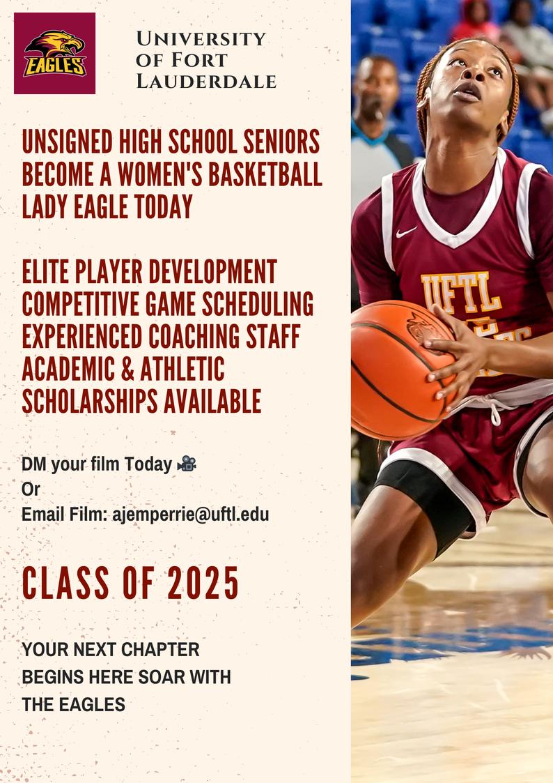 AJemperrie's tweet image. 2025 Unsigned Senior Prospects
UFTL Women's Basketball
馃彌: Christian Institution
馃帗: 4 Year Degree Programs
馃摎: Scholarship Availability
馃弨: Experienced Coaching Staff
馃弨: Competitive Game Scheduling
馃弨: Elite Player Development
DM Prospect Info or
馃摡 ajemperrie@uftl.edu