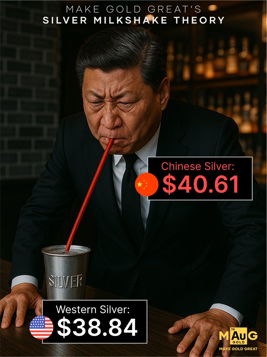MakeGoldGreat's tweet image. 🚨 XI IS SUCKING UP THE WESTS #SILVER TO BUILD AN INDUSTRIAL SUPERPOWER AT A DISCOUNT.
Or said another way:
“YOU HAVE SOME SILVER & I HAVE A STRAW. THERE IT IS, SEE IT? MY STRAW REACHES ACROSS THE ROOM & STARTS DRINKING YOUR #SILVER. I.. DRINK.. YOUR.. #SILVER! I DRINK IT UP!”