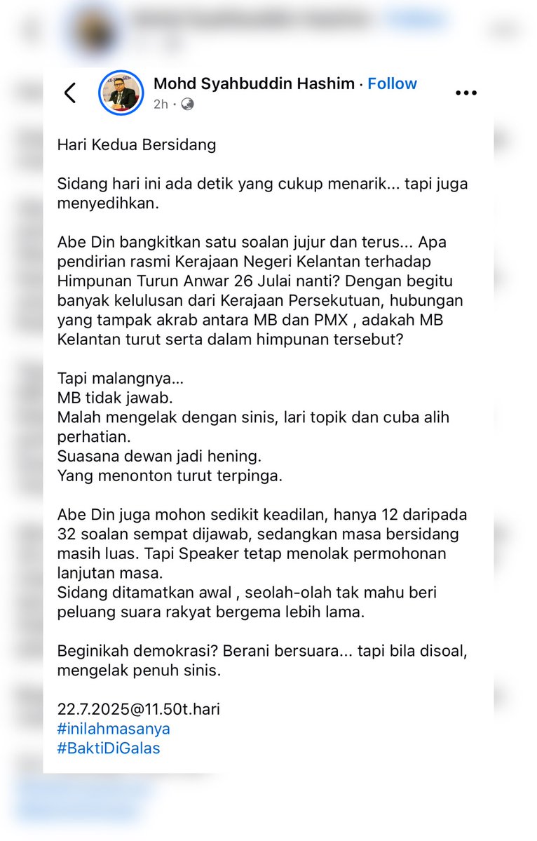 abuhafiz1's tweet image. Soalan yang tepat dan bagus dari Adun GALAS di DUN Kelantan kepada YAB Menteri Besar. YAB DS @anwaribrahim menjadi PM paling pemurah dgn Kelantan berbanding PM lain termasuk PM² dari PN sendiri. Janganlah kerana taktik politik murahan, habis dilupa kebaikan yg dibuat.