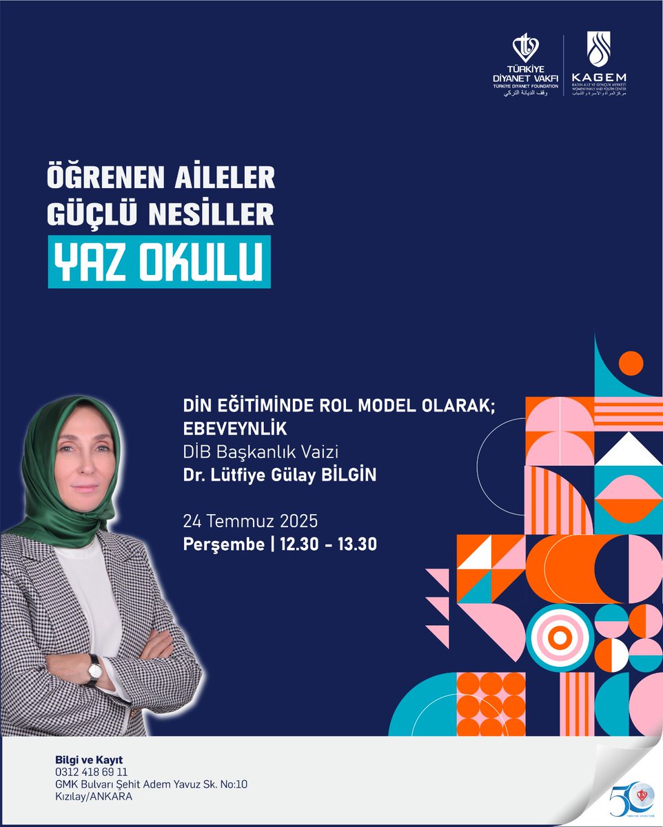 Velilerimize özel "Din Eğitiminde Rol Model Olarak; Ebeveynlik" semineri, DİB Başkanlık Vaizi Dr. Lütfiye Gülay BİLGİN'in sunumu ile TDV KAGEM Lise Yaz Okulunda!

Öğrenen Aileler Güçlü Nesiller..