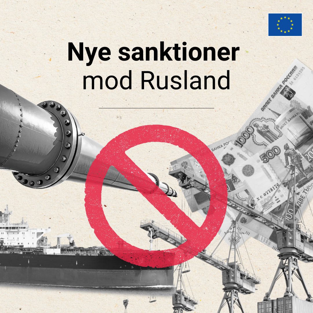 EU i Danmark (@euidanmark) on Twitter photo Rådet har vedtaget den 18. sanktionspakke mod Rusland for dets fortsatte krig i Ukraine
 
Denne pakke intensiverer presset på bank-, energi- og militærindustrien, samtidig med at den implementerer et nyudviklet, dynamisk olieprisloft.
 
Læs mere: ec.europa.eu/commission/pre…
#eudk Rådet har vedtaget den 18. sanktionspakke mod Rusland for dets fortsatte krig i Ukraine
 
Denne pakke intensiverer presset på bank-, energi- og militærindustrien, samtidig med at den implementerer et nyudviklet, dynamisk olieprisloft.
 
Læs mere: ec.europa.eu/commission/pre…
#eudk