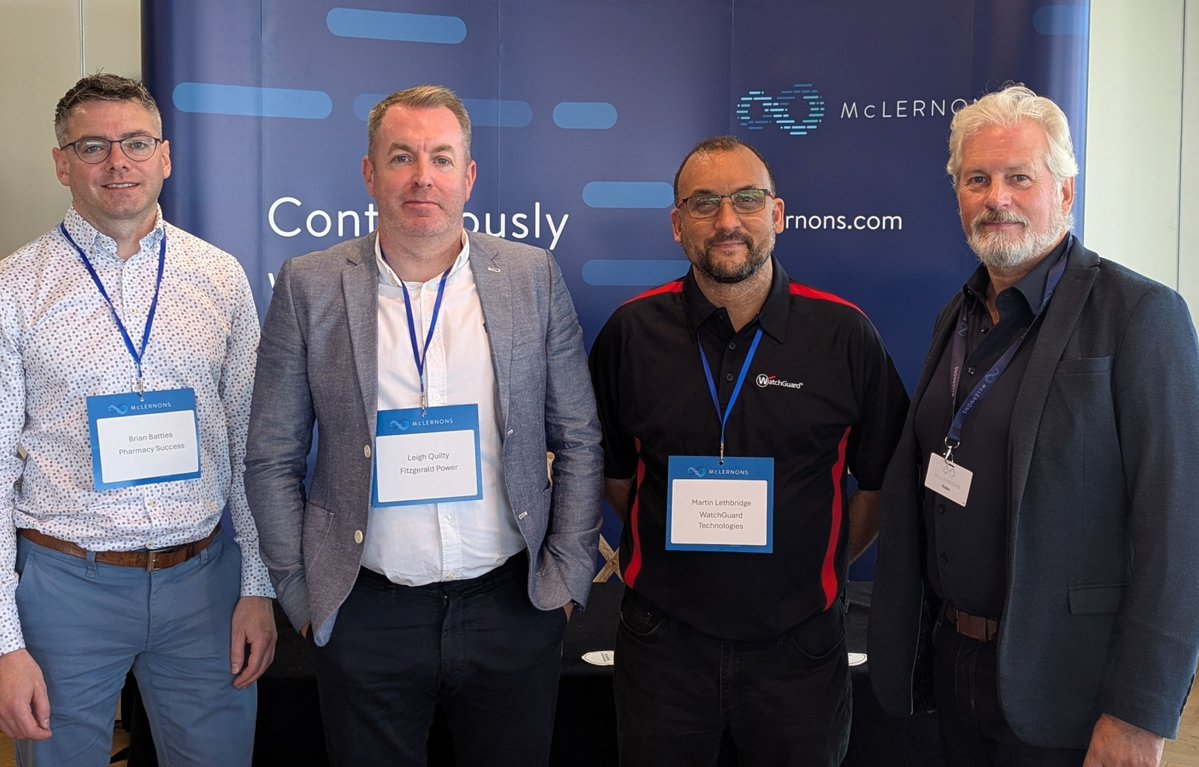 Meet the speakers at today's 'Building a Profitable Future with McLernons'. Brian Battles, Pharmacy Success, Leigh Quilty, Fitzgerald Power, Martin Lethbridge, WatchGuard Technologies, and Robin Hanna, McLernons