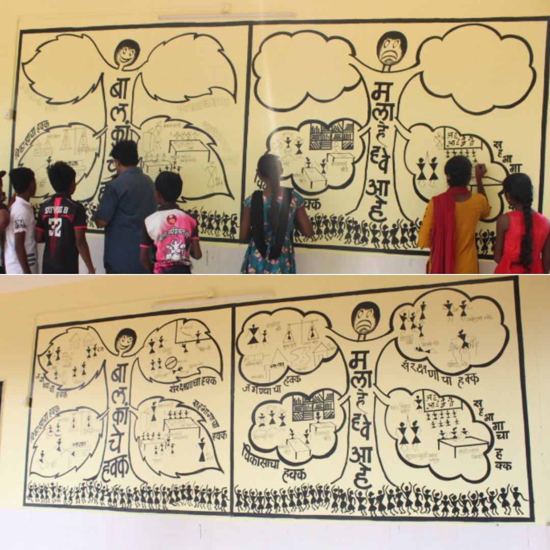 🎨✊Art for Child Rights: An Educo initiative with partner MSSWS, Palghar, Maharashtra!
The weeklong workshop by Ms. Sumitra Ashtikar, Ms. Mansi &amp; Mr. Hitendra from Mandira Art Hub, took the children on an artsy journey to learning about their rights.
#EducationHeals