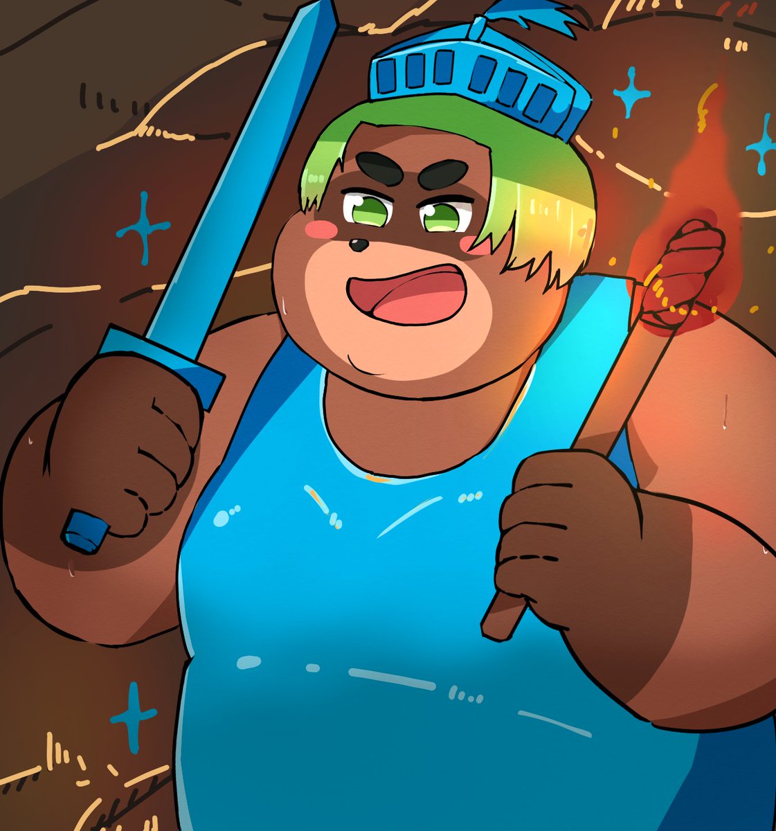 ダイア装備でご満悦のたぬお💎
#たぬおあーと　#ケモV