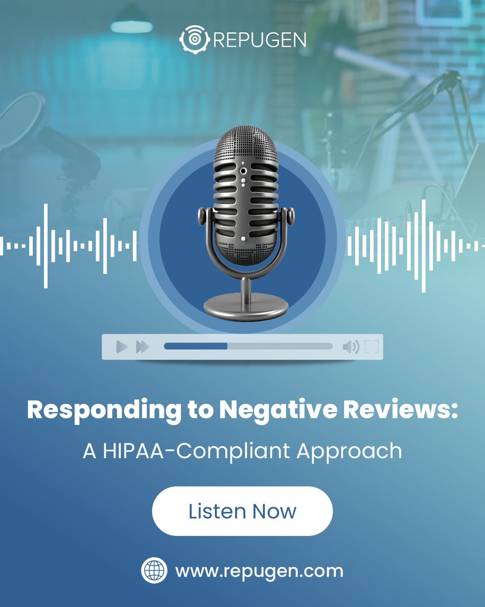 New podcast just dropped! We’re talking negative reviews - how to handle them in a HIPAA compliant way and still build patient trust.

Check it out here: open.spotify.com/episode/5FQBIx…

#HIPAA #ReputationManagement #RepuGen