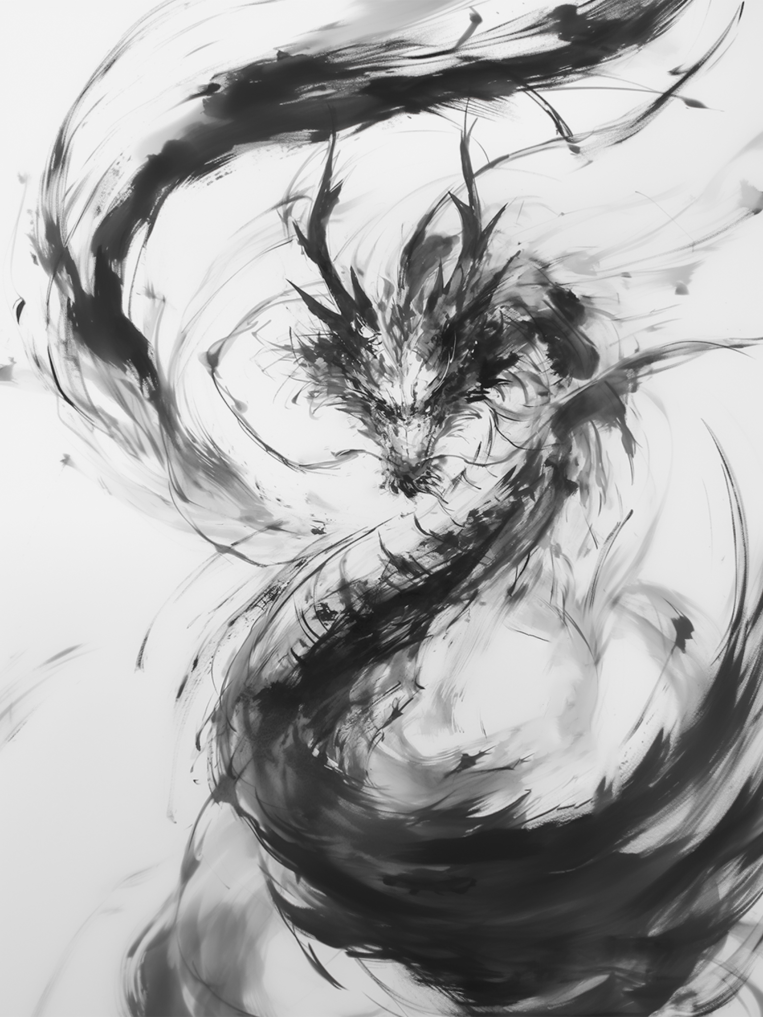 墨絵 海と人物 墨芸師 翆龍 | 翆龍墨芸祭4作品目 【墨絵】🌊翆龍sea world