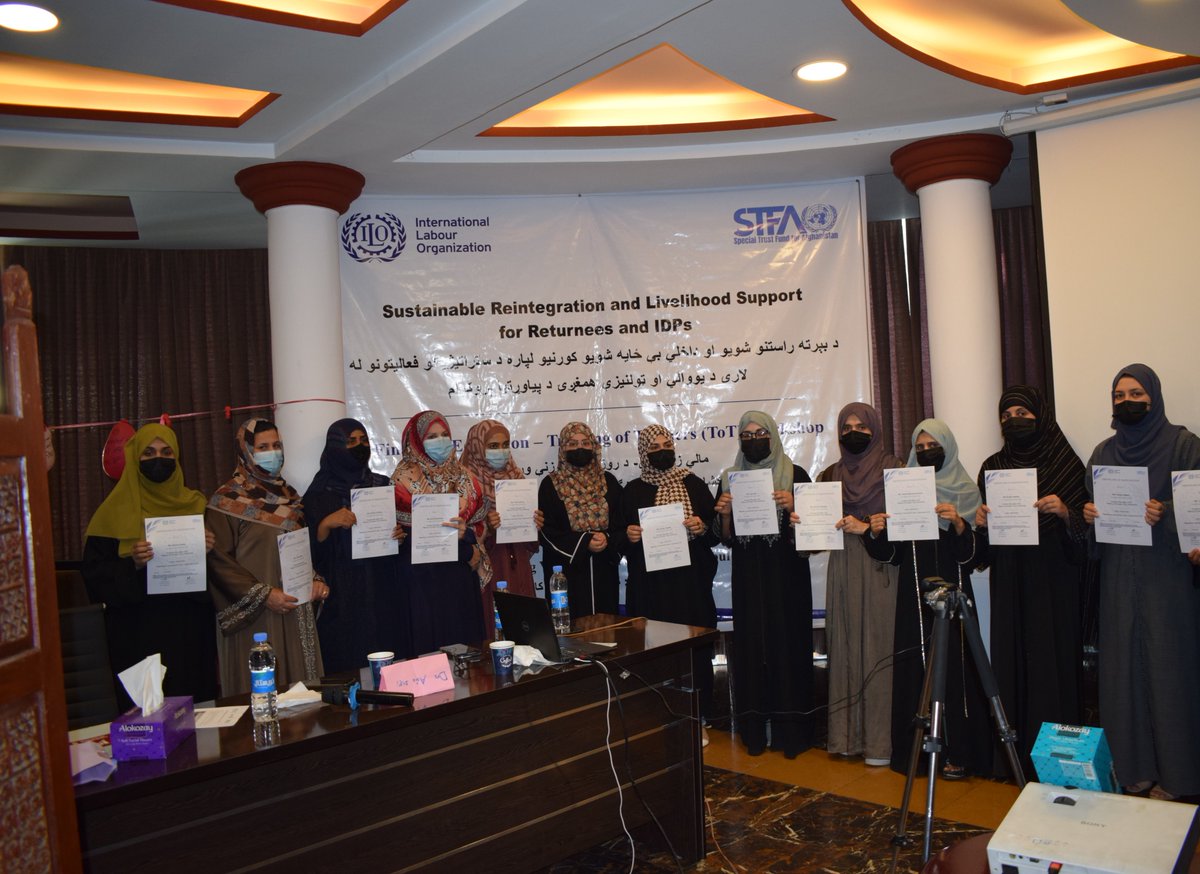 Under the STFA Durable Solutions Joint Programme, ILO Afghanistan trained 20 women and men in the eastern region through a Financial Education Training of Trainers (ToTs), selected via UN partners, chambers &amp; an open call.
#ILO #MSMEs #FinancialEducation #Afghanistan #STFA