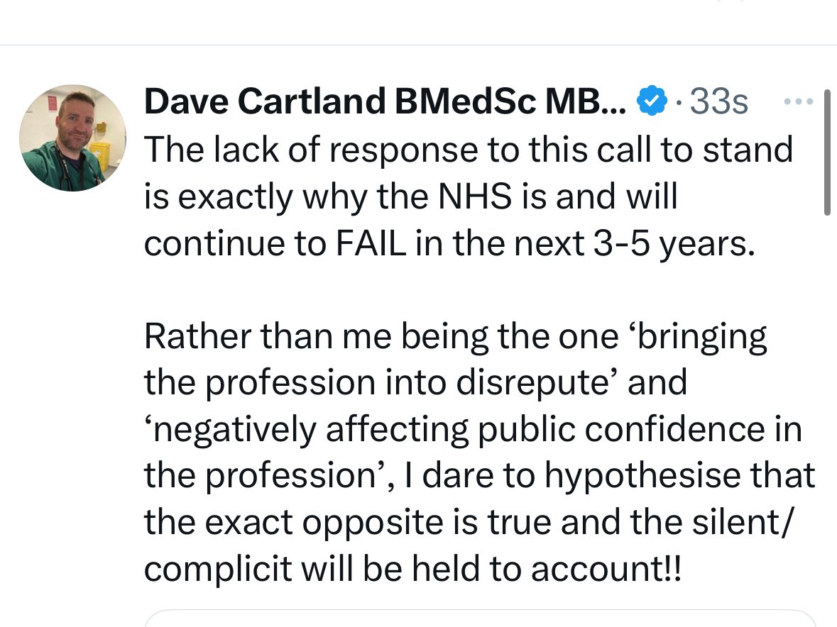 Moby Richard (@mobyrichard2) on Twitter photo Alternatively, they, along with the vast majority of the rest of us, think you are bat shit bonkers, have contributed to the death at least one of your followers, abuse your own family members and have reposted calls for the public execution of NHS staff…
<a href="/CartlandDavid/">Dr Dave Cartland BMedSc MBChB MRCGP from 2014</a> Alternatively, they, along with the vast majority of the rest of us, think you are bat shit bonkers, have contributed to the death at least one of your followers, abuse your own family members and have reposted calls for the public execution of NHS staff…
<a href="/CartlandDavid/">Dr Dave Cartland BMedSc MBChB MRCGP from 2014</a>