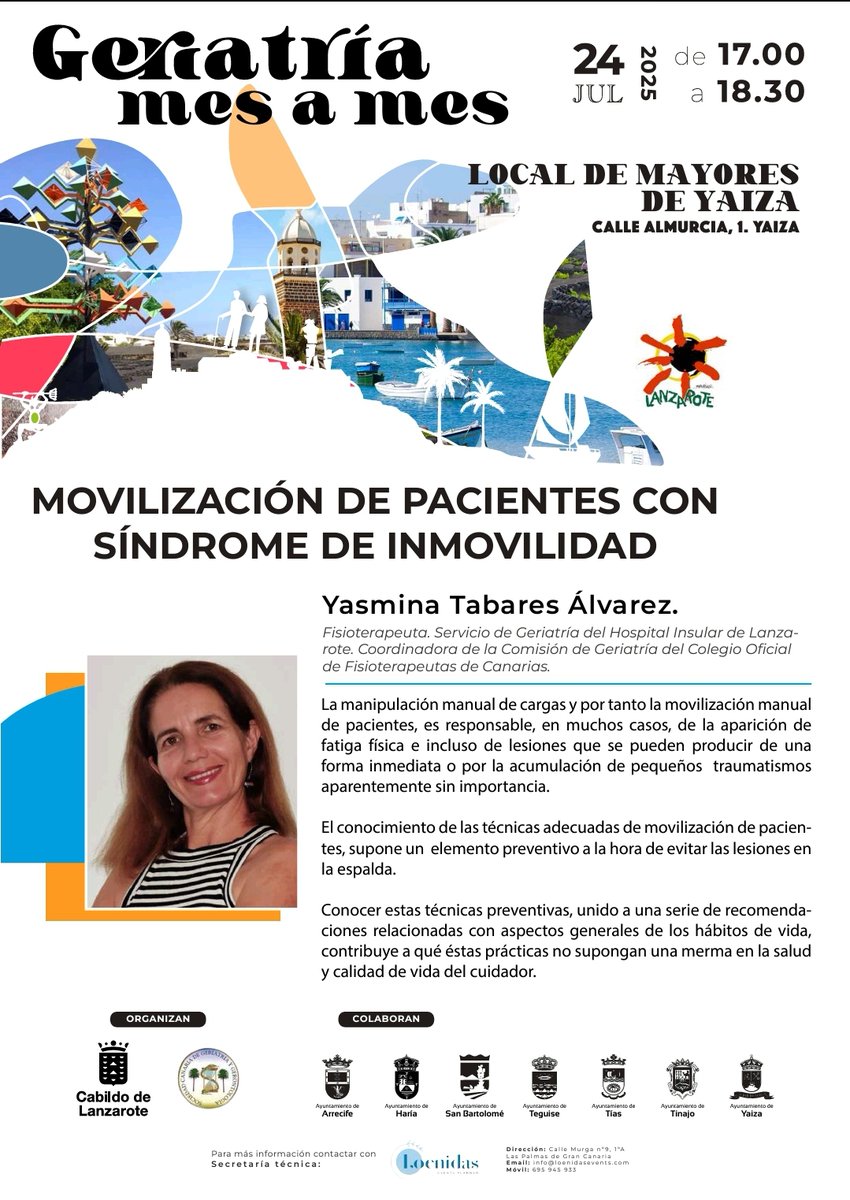 👥 Regresa el programa Geriatría Mes a Mes para hablar del síndrome de inmovilidad en Yaiza.

🗓 Este jueves, 24 de julio.
🕛 17:00 horas.
📍 Local de Mayores de Yaiza.