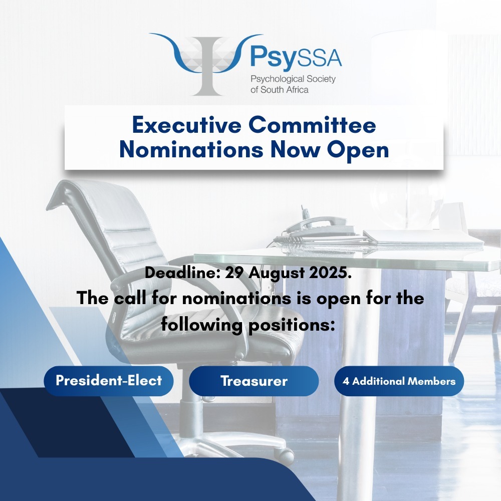 PsySSA_'s tweet image. 📢 Reminder | #PsySSA Call for Nominations 🧠
Nominate leaders for our Exec Committee (AGM: 1 Oct 2025, Zoom):
🔹 President-Elect
🔹 Treasurer
🔹 4 Members
🗓️ Deadline: 29 Aug 2025
📩 nominations@psyssa.com
🔗 psyssa.com/nominations-fo…
#CallForNominations