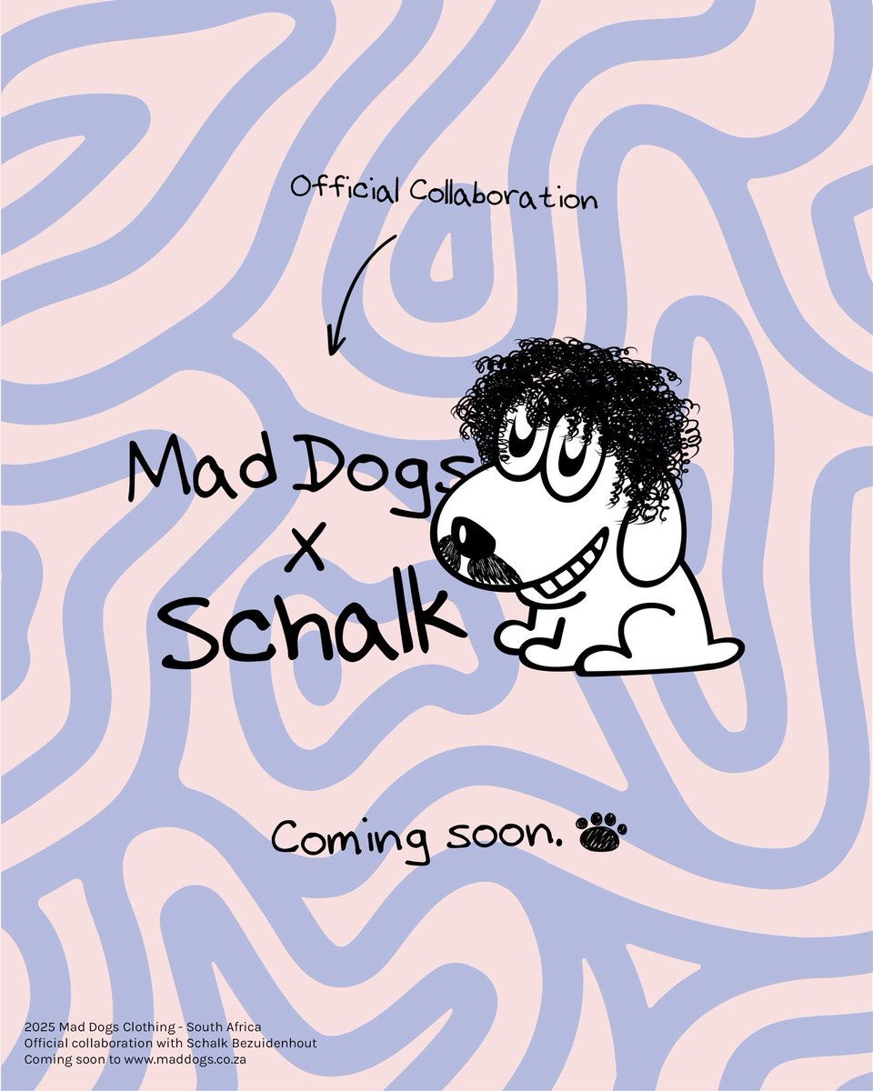 MadDogsZA's tweet photo. Mad Dogs x Schalkie Bez 🤝 

Hello mense! Guess who’s back, back again? Schalkie’s back, tell a friend…this time with his two pawsome pals, Finn and Otis by his side 🐕 

Coming soon 👀 
- https://t.co/Z4B1Qkmmzi