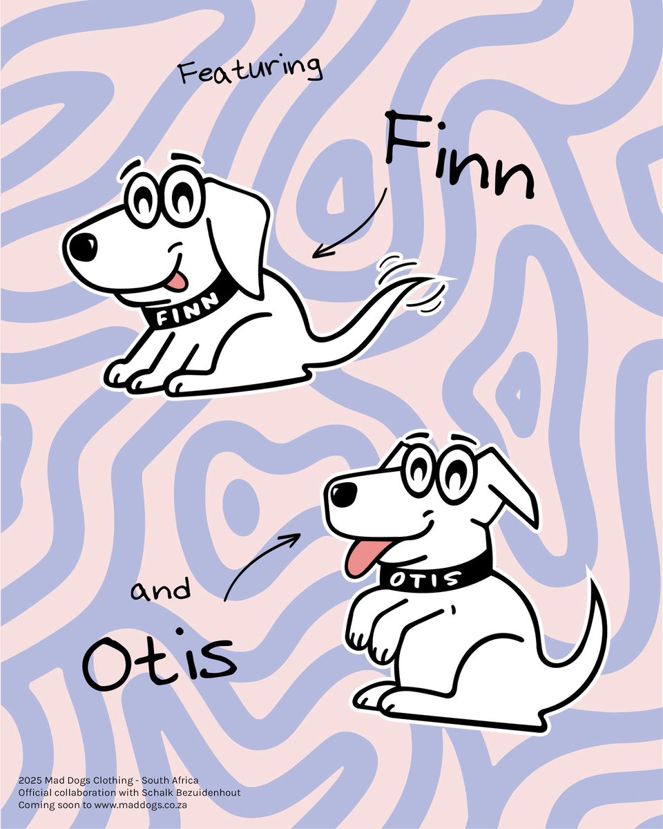 Mad Dogs x Schalkie Bez 🤝 

Hello mense! Guess who’s back, back again? Schalkie’s back, tell a friend…this time with his two pawsome pals, Finn and Otis by his side 🐕 

Coming soon 👀 
-