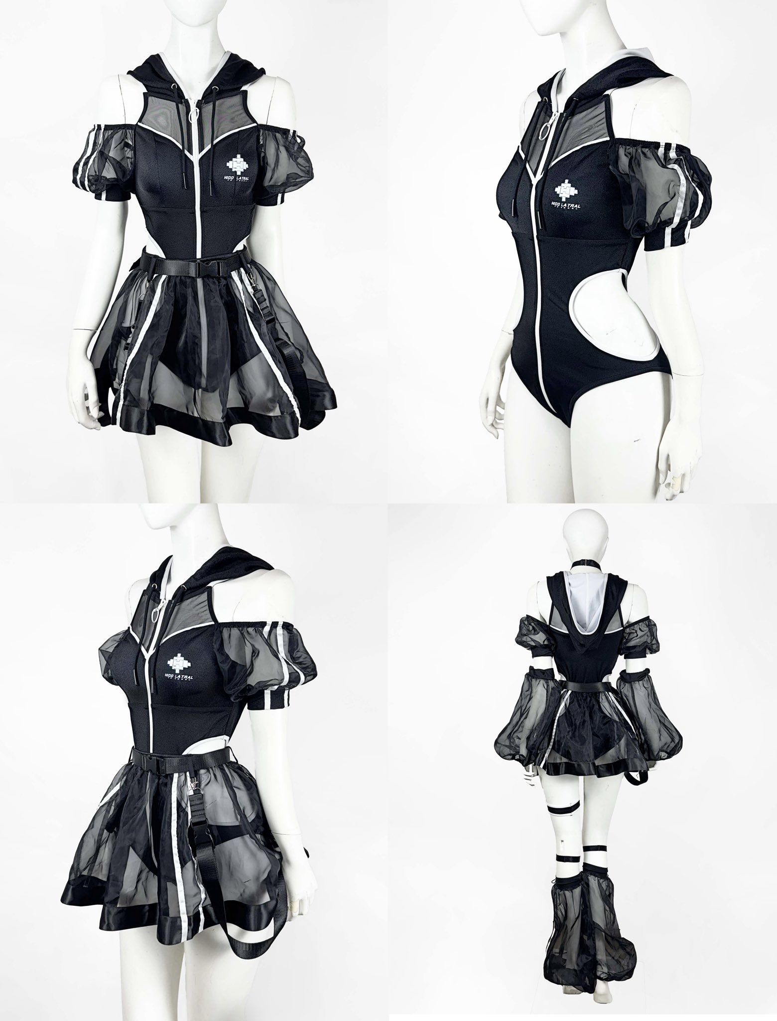 HIDOLATRAL THEODOL テオドール サイバーパーカーワンピース水着 サイバーパーカーワンピース水着》BLACK | HIDOLATRAL THEODOL