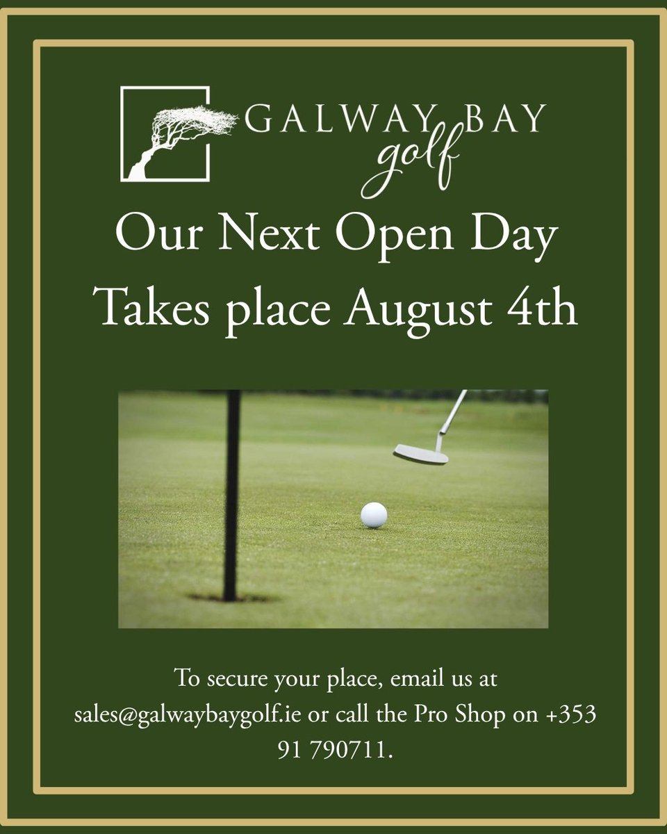 Galway Bay Golf (@galwaybaygolf) on Twitter photo Our next Open Day takes place on Monday August 4th, make sure to secure your place now Our next Open Day takes place on Monday August 4th, make sure to secure your place now
