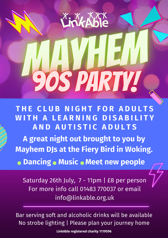 SupportSurrey's tweet image. 🎉 Love the 90s?
@Link_Able throws a club night for adults with learning disabilities & autistic adults.
🗓️ 26 July
🕖 7pm to 11pm
📍 Fiery Bird, Woking
DJs, dancing, drinks & fun!
📧 info@linkable.org.uk
Link in comments👇
#Mayhem90s #WokingEvents #DisabilityInclusion