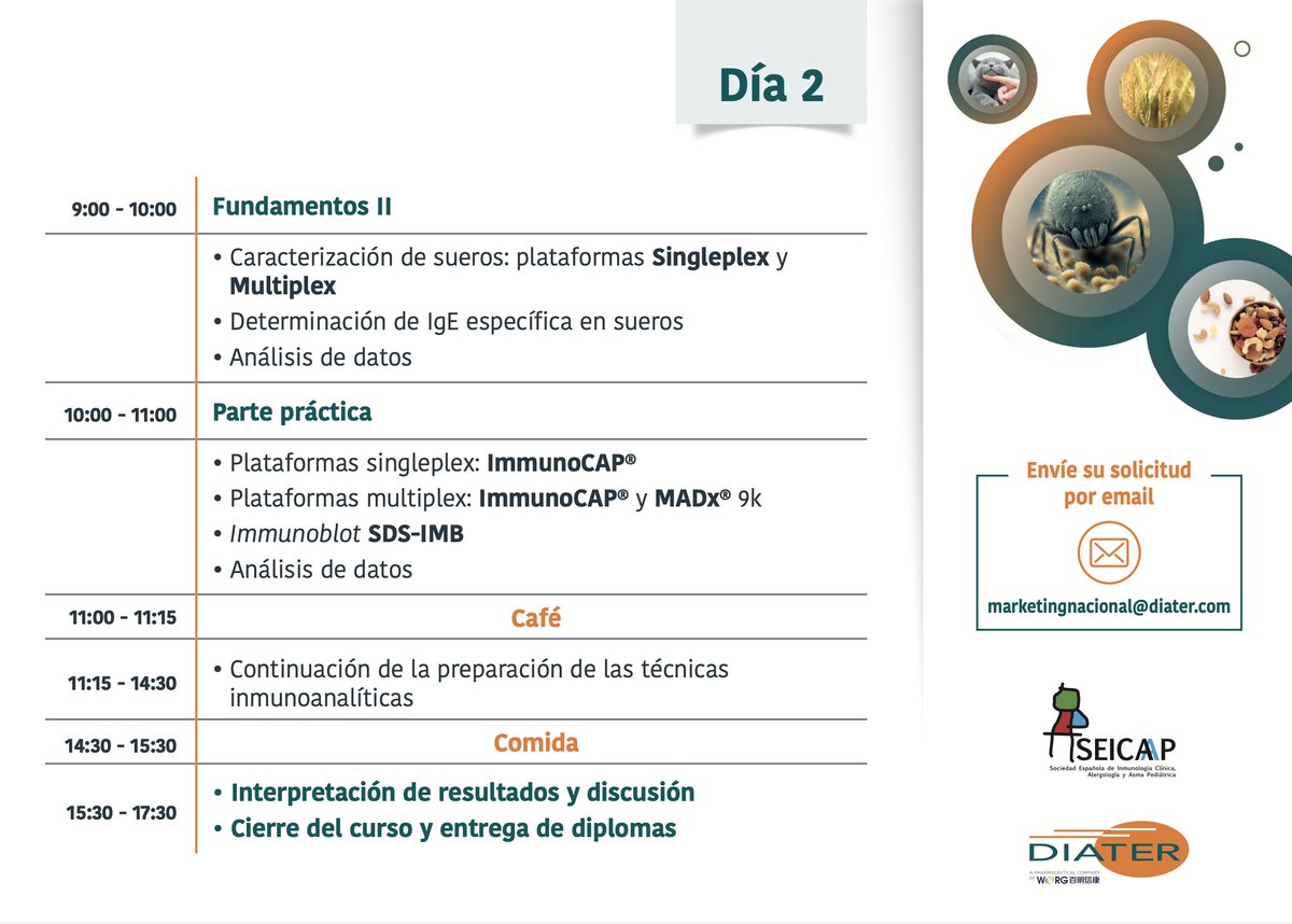 SEICAP's tweet image. 📢Nueva edición del curso de Técnicas de Inmunoanálisis para Pediatras   

Se celebrará en dos convocatorias:   

20 y 21 de noviembre  
11 y 12 de diciembre    

📍En las instalaciones de Diater de Madrid  

Dirigido a profesionales de la pediatría
seicap.es/nueva-edicion-…