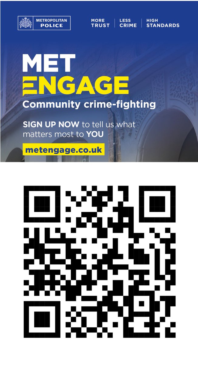 I encourage you to invite your neighbours to register on the new platform metengage.co.uk recently launched by the Met Police. It's designed to strengthen trust and communication between the police and our community, while promoting a safer, more informed environment