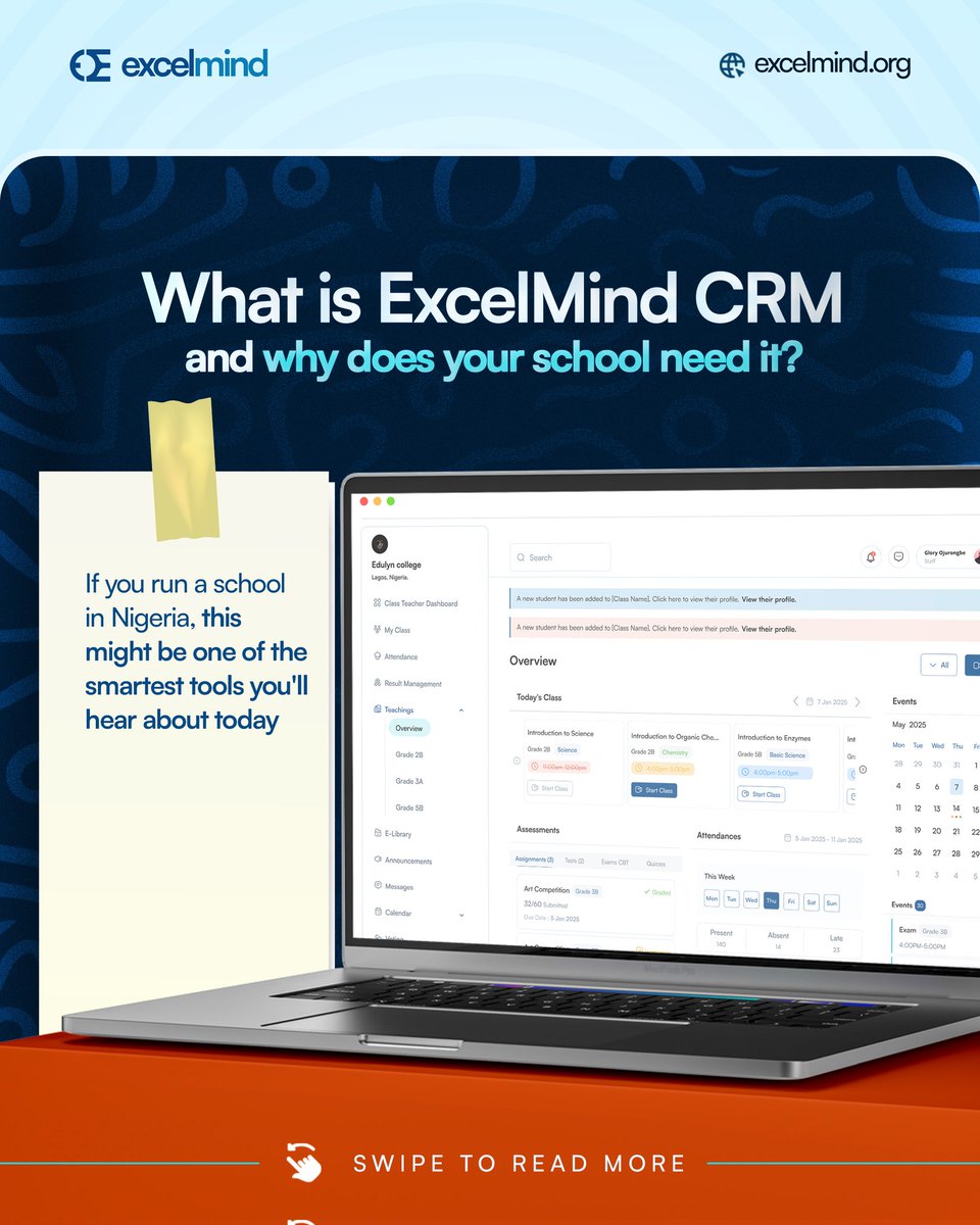 joinexcelmind's tweet image. What is ExcelMind CRM, and why does your school need it?
If you run a school in Nigeria, this might be one of the smartest tools you'll hear about today.
Let’s break it down — simple and clear. 👇