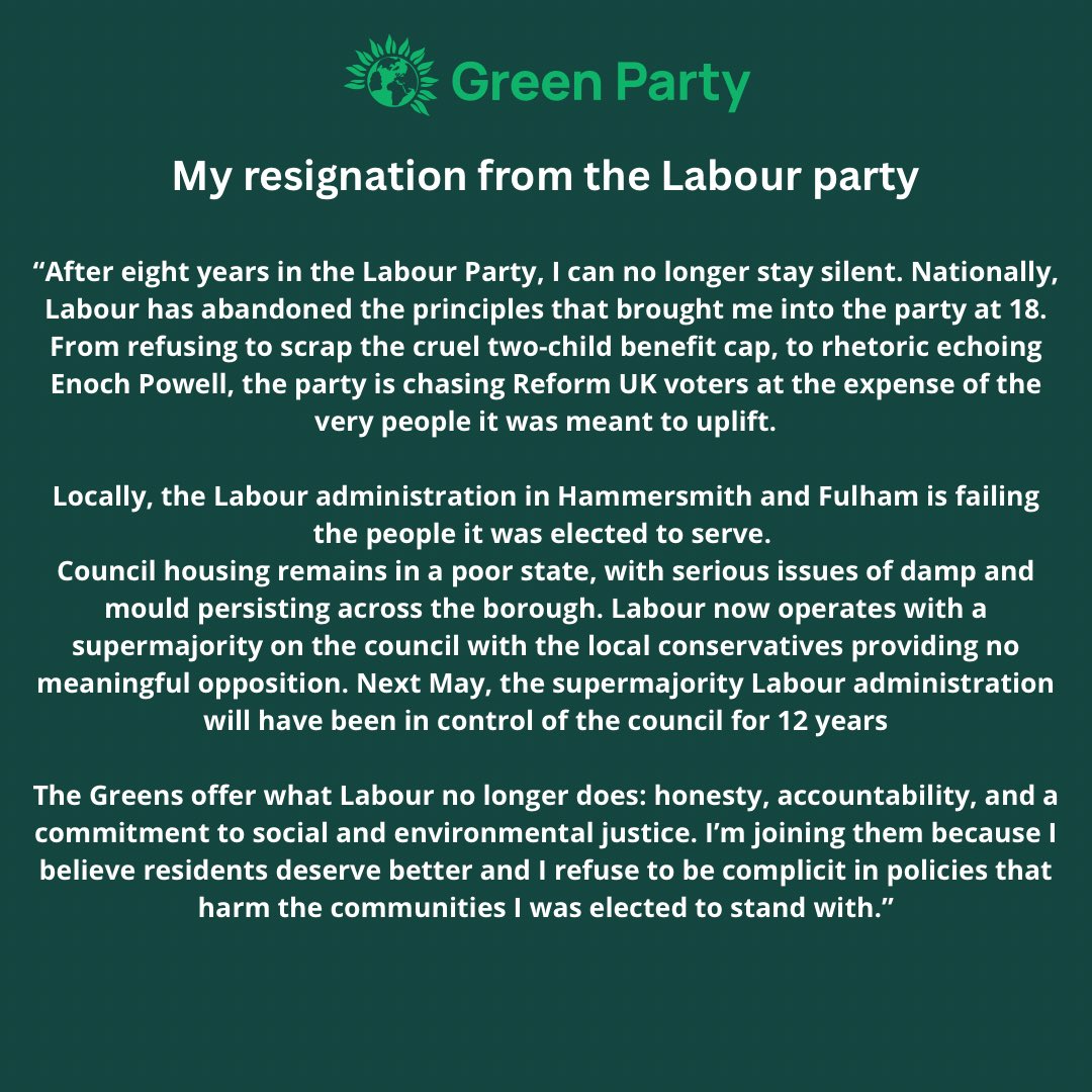 Trey_CS's tweet image. After 8 years membership.
I I have today resigned from the Labour party and joined @TheGreenParty 💚
My statements below 👇🏾