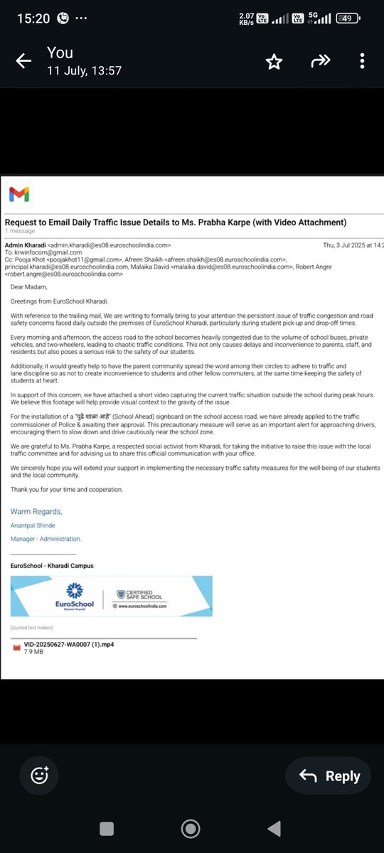 prabhakarape's tweet photo. खराडी**@Barclays** खराडी कॅम्पसजवळचे तुमचे कर्मचारी:

- युरो स्कूलसमोर रस्त्यावर अनधिकृत पार्किंग 🚫
 
- चाय टपरीवर धूम्रपान 🚬
 
- मुलांच्या सुरक्षेतेला, आरोग्याला धोका..
 याकडे गांभीर्याने पाहिले पाहिजे..
** कृपया लक्ष द्या. **@EuroSchoolIndia** शाळेच्या सभोवतालचा परिसर सुरक्षित असायला हवा.
 
#PublicSafety #CSR #Kharadi #Pune**
  
प्रिय महोदय मॅडम,

 खराडी, पुणे कॅम्पसमधील अनेक बार्कलेज कर्मचाऱ्यांच्या दैनंदिन वर्तनाबद्दल मी गंभीर चिंता व्यक्त करण्यासाठी लिहित आहे.

दररोज, बरेच कर्मचारी त्यांच्या दुचाकी आणि चारचाकी वाहने तुमच्या आवाराबाहेर, युरो स्कूलच्या अगदी समोरील सार्वजनिक रस्त्यावर पार्क करतात. हे केवळ पार्किंगच्या नियमांचे उल्लंघन करत नाही तर शाळेच्या ड्रॉप-ऑफ आणि पिकअप वेळेत गंभीर वाहतूक कोंडी देखील निर्माण करते. ही परिस्थिती विशेषतः लहान मुलांसाठी रस्ता ओलांडण्यासाठी धोकादायक आहे आणि हे विद्यार्थ्यांच्या सुरक्षिततेबद्दल पूर्णपणे विचार न केल्याचे दर्शवते.

दुसरे म्हणजे, बार्कलेज मोठ्या संख्येने कर्मचारी नियमितपणे शाळेच्या आवाराला लागून असलेल्या चहाच्या टपरीजवळ ("चाय टपरी") जमतात आणि अनेकदा सार्वजनिक ठिकाणी धूम्रपान करताना दिसतात. हे वर्तन अस्वीकार्य आहे, विशेषतः शाळा असल्याने आणि त्यामुळे परिसरातील मुले आणि पालकांना होणारे हानिकारक परिणाम पाहता. हे आरोग्यासाठी धोकादायक आहे आणि शैक्षणिक संस्थेजवळ सार्वजनिक सभ्यतेचे गंभीर उल्लंघन आहे.

आम्ही खालील तात्काळ कारवाई करण्याची विनंती करतो:

अंतर्गत पार्किंग नियमांची कठोर अंमलबजावणी - कृपया खात्री करा की तुमचे कर्मचारी फक्त तुमच्या आवारातच पार्क करतात आणि सार्वजनिक रस्त्यावर नाहीत.

चहाची टपरी काढून टाकणे किंवा स्थलांतरित करणे - जर हे तुमच्या अखत्यारीत असेल, किंवा स्थानिक अधिकाऱ्यांना असे करण्यास मदत करा.

शालेय क्षेत्राजवळ धूम्रपानाला परावृत्त करण्यासाठी तुमच्या कॅम्पसमध्ये एक नियुक्त धूम्रपान क्षेत्राची स्थापना करणे.

कर्मचाऱ्यांमध्ये त्यांच्या नागरी जबाबदाऱ्यांबद्दल, विशेषतः शालेय क्षेत्रांमध्ये, नियमित देखरेख आणि जागरूकता निर्माण करणे.

आम्हाला आशा आहे की तुम्ही ही बाब गांभीर्याने घ्याल आणि सामुदायिक सुरक्षितता आणि कॉर्पोरेट सामाजिक जबाबदारीच्या हितासाठी त्वरित कारवाई कराल.

तुमच्या लक्ष दिल्याबद्दल धन्यवाद.

@CPPuneCity @PMCPune  @abpmajhatv @NAVALKISHORRAM2