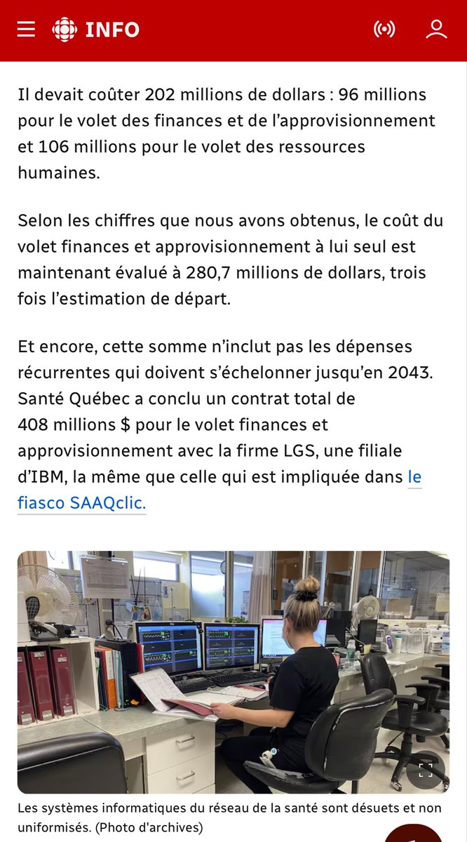 E_Duhaime's tweet image. Un autre scandale SAAQclic se dessine présentement à Santé Québec.
Un autre projet informatique où les coûts explosent.
Ce qui devait coûter 96 millions $ est maintenant estimé à plus de 280 millions $.
Faut-il réclamer une autre enquête publique? Ça va donner quoi? Qui sera…