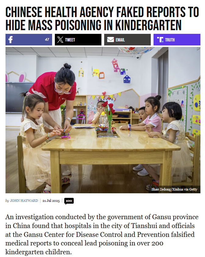 TRobinsonNewEra's tweet image. CCP CHINA IS ASSHOLE
Investigators discovered the potentially life-threatening lead poisoning was caused by school administrators ordering their chefs to slather the food with paint so it would look better in promotional photos and videos.