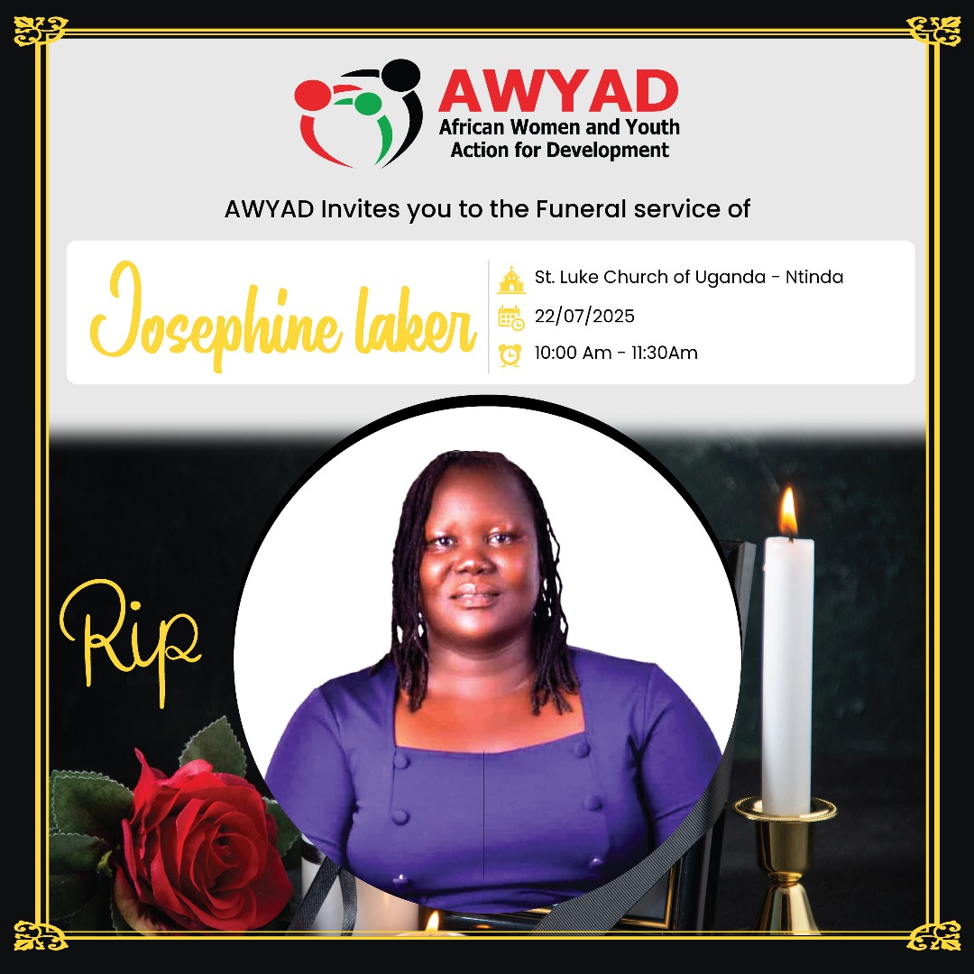 AWYAD_UG's tweet image. To all our beloved partners, stakeholders, friends of the late Josephine Laker, her family, the clergy, government representatives, civil society actors, development partners, and the entire AWYAD team—thank you for standing with us today at St. Luke’s Church of Uganda, Ntinda,…