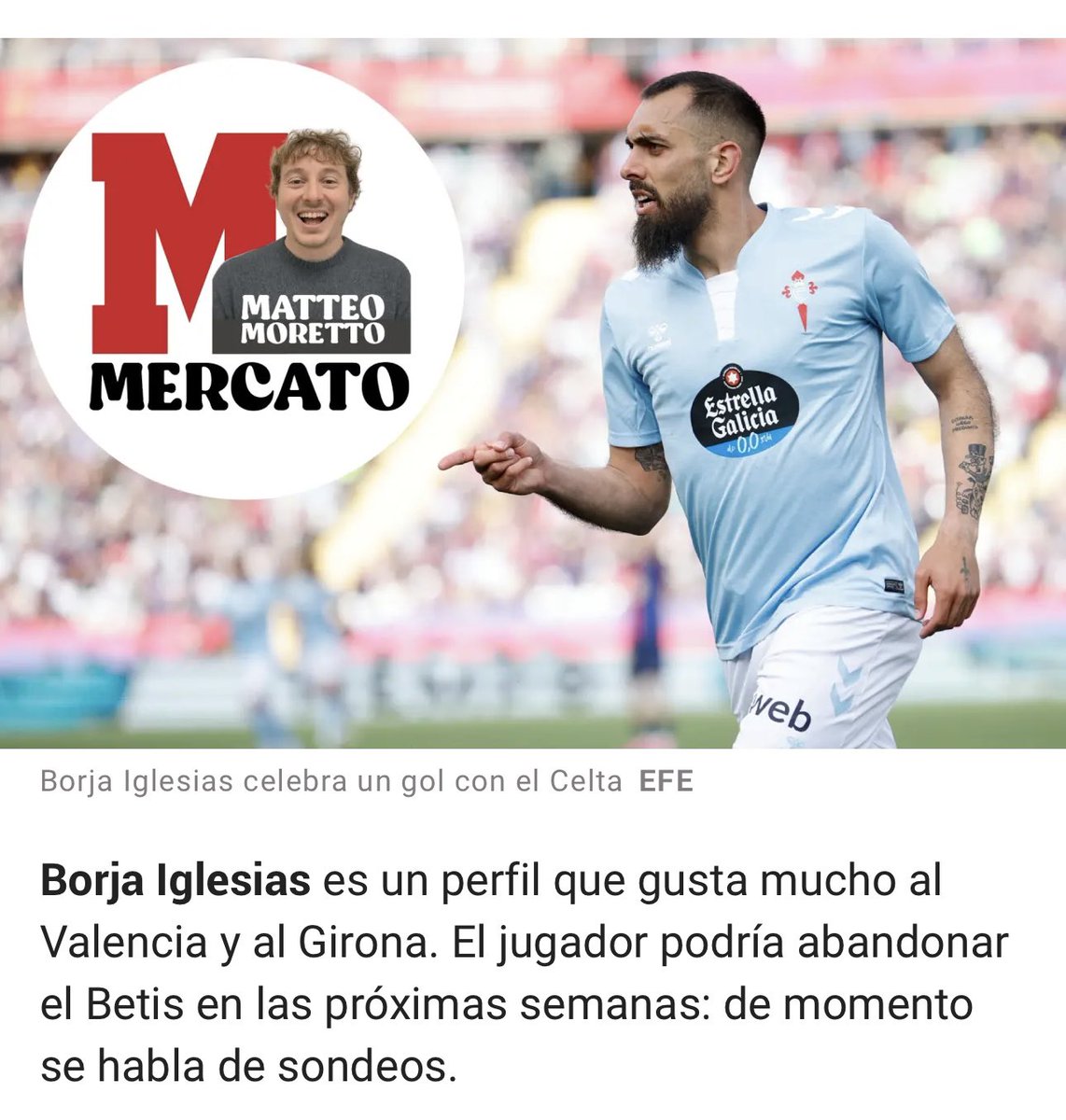 RMValencia's tweet image. MANU FAJARDO
🎙️ Director Deportivo del Betis
🔥 Sobre el interés del VCF en Borja Iglesias
🎙️ “Borja tiene distintos intereses. No voy a hablar de clubes. Lo que sí que voy a decir es que NO vamos a regalar a Borja”
✌️ @MatteMoretto lo contó en @marca