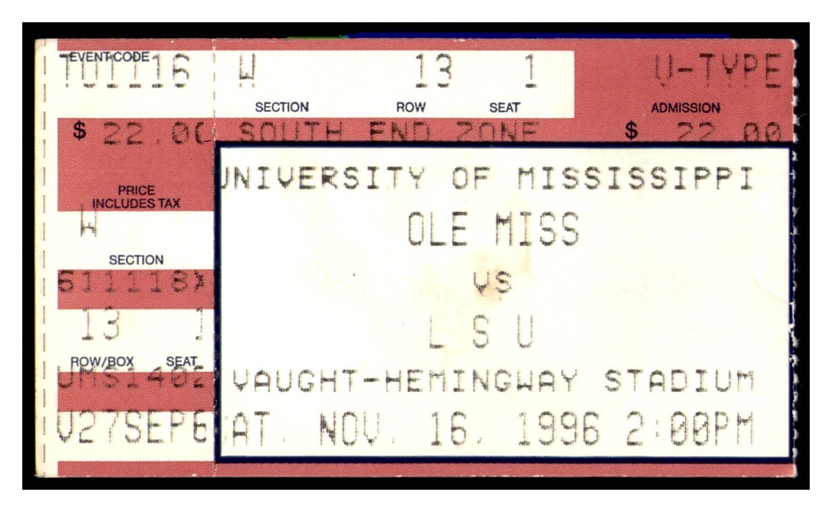 vintagelsuftb's tweet image. 39 days. 1996, #17 LSU defeats Ole Miss 39-7. Kevin Faulk runs for 117 yds & 3 TDs. #tickettuesday