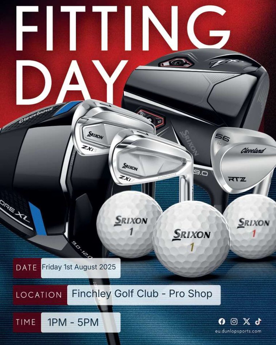 FinchleyProShop's tweet image. Srixon Fitting Day is the perfect opportunity to upgrade your golf gear and enhance your game. Don't miss out on this chance to get expertly fitted for new equipment that suits your playing style. To secure your spot, simply call or email the pro shop. 

#Srixongolf#Clevelandgolf