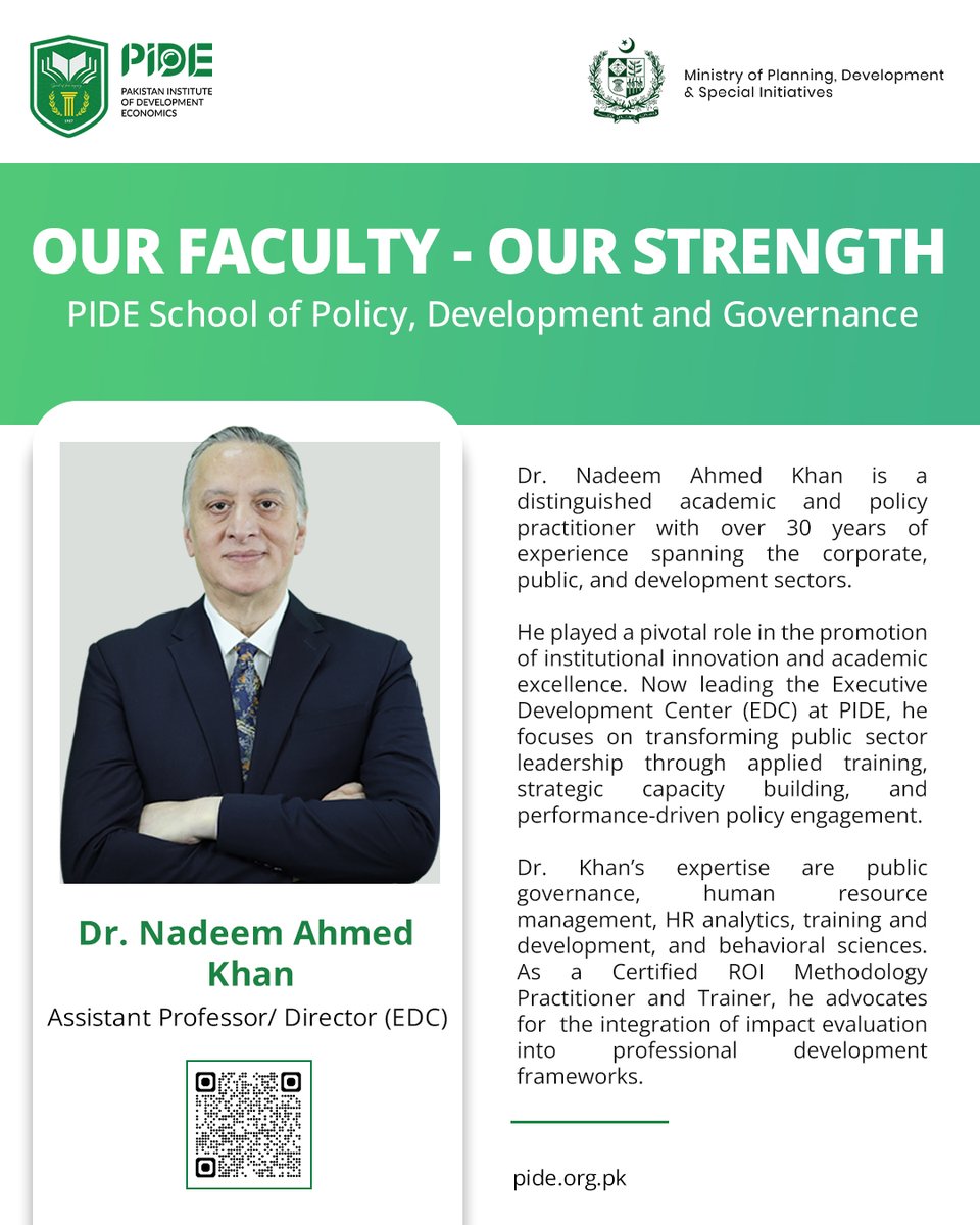 Pakistan Institute of Development Economics (PIDE) (@pidepk) on Twitter photo Beyond conventional degrees, <a href="/PIDEpk/">Pakistan Institute of Development Economics (PIDE)</a> offers something more - rigorous training, policy engagement, and seat at the policy table.
Dr. Nadeem Ahmed Khan (<a href="/nadeem2130/">Nadeem</a>) with over 30 years of cross-sector experience, leads PIDE’s Executive Development Center, focusing on public Beyond conventional degrees, <a href="/PIDEpk/">Pakistan Institute of Development Economics (PIDE)</a> offers something more - rigorous training, policy engagement, and seat at the policy table.
Dr. Nadeem Ahmed Khan (<a href="/nadeem2130/">Nadeem</a>) with over 30 years of cross-sector experience, leads PIDE’s Executive Development Center, focusing on public