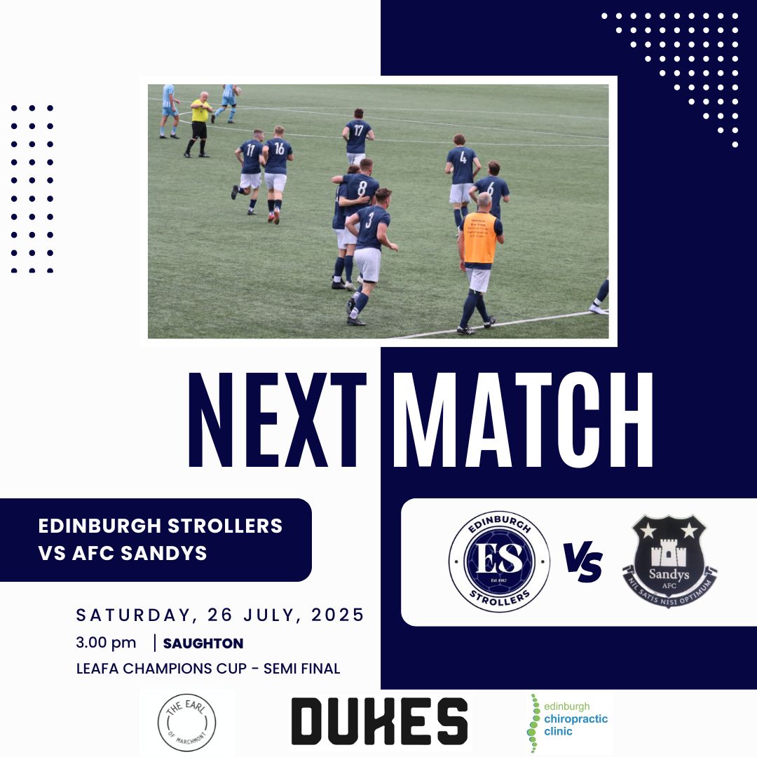 Edinburgh Strollers (@edinstrollersfc) on Twitter photo 🔜 | Upcoming Fixture
After a solid pre season, the boys return to competitive action this weekend with the Champions Cup Semi Final against <a href="/AfcSandys/">Sandys Afc</a> 🏆 Further details below ⬇️
<a href="/LeafaOfficial/">Official_LEAFA</a> <a href="/scottish_aff/">AmateurFixturesResultsSCO</a>
Sponsors:
Dukes
The Earl of Marchmont
<a href="/ChiroEdinburgh/">EdinburghChiro</a>
🔵⚪️🔵⚪️ 🔜 | Upcoming Fixture
After a solid pre season, the boys return to competitive action this weekend with the Champions Cup Semi Final against <a href="/AfcSandys/">Sandys Afc</a> 🏆 Further details below ⬇️
<a href="/LeafaOfficial/">Official_LEAFA</a> <a href="/scottish_aff/">AmateurFixturesResultsSCO</a>
Sponsors:
Dukes
The Earl of Marchmont
<a href="/ChiroEdinburgh/">EdinburghChiro</a>
🔵⚪️🔵⚪️