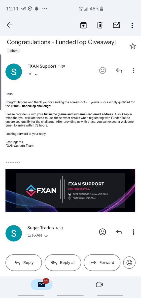 sugarrtrader's tweet image. Thank you so much i got the welcome mail for free 200k @fxanalgo and @FPFC_XSpace