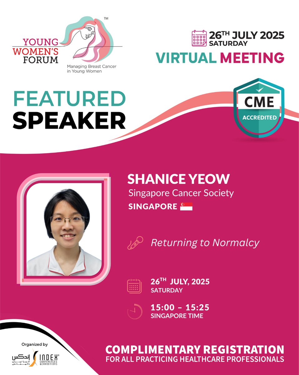 ywforum_'s tweet image. #YWF2025 – Empowering recovery after cancer
Shanice Yeow | Singapore Cancer Society
26 July | 15:00–15:25 GST
💡 Returning to Normalcy
Explore how OT supports life beyond treatment.
ywforum.com/registration/
#CancerRecovery #OccupationalTherapy #Survivorship #VirtualConference