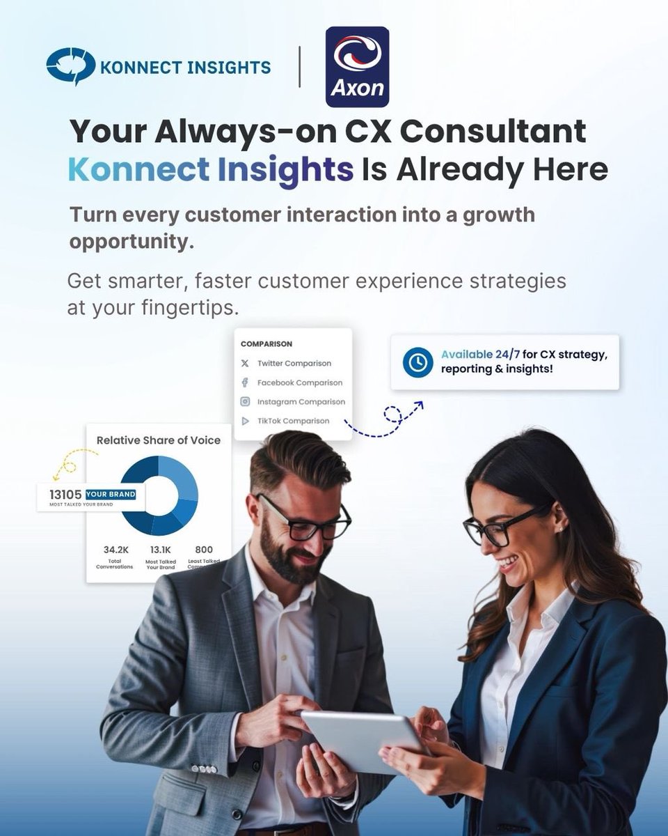 WSI_Axon's tweet image. Your CX consultant doesn’t need a desk or breaks.
With Konnect Insights, brands can now unlock smarter, faster customer experience strategies, anytime, anywhere.
Book a Demo with Konnect Insights: i.ki.show/2F86F6D9  
#KonnectInsight #KonnectAIPlus #CustomerExperience