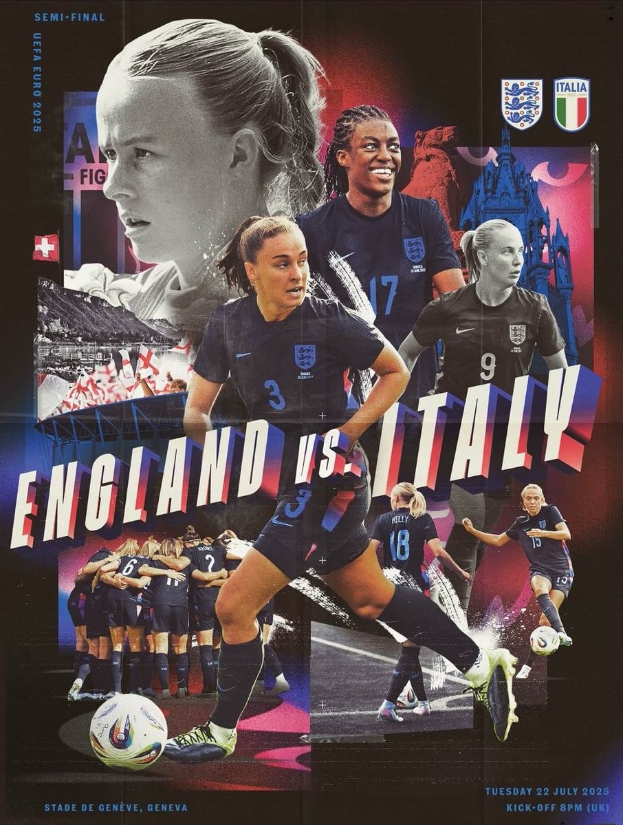 Barsport's tweet image. ⚽ Euros Semi Final 2025
🏴 𝐄𝐧𝐠𝐥𝐚𝐧𝐝 𝐯𝐬. 𝐈𝐭𝐚𝐥𝐲 🇮🇹 - 8pm
The Lionesses are just ONE win away from the Final - Join us for all the Drama, Passion & Pride @Barsport ⚽️🏴🦁